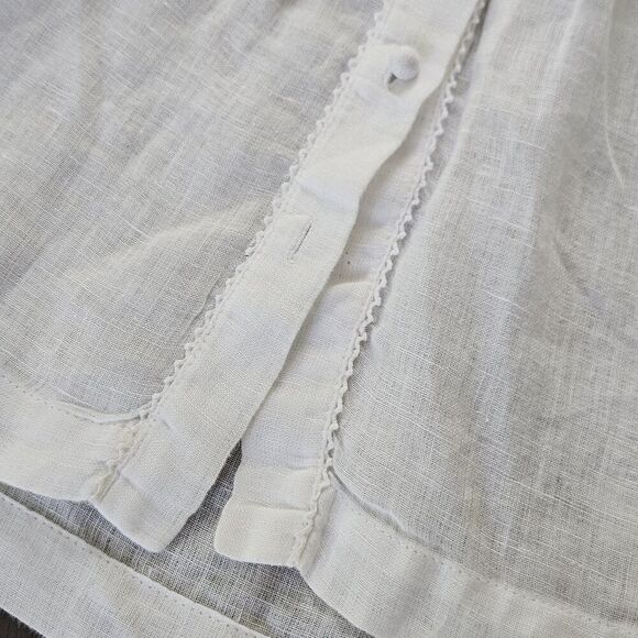 Tommy Bahama Womens M White Linen Button Shirt Pintuck Resort Sheer Beach - Picture 7 of 10